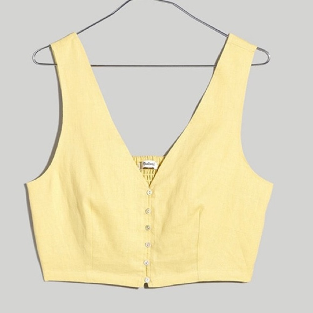 Madewell Butter Yellow Linen Vest